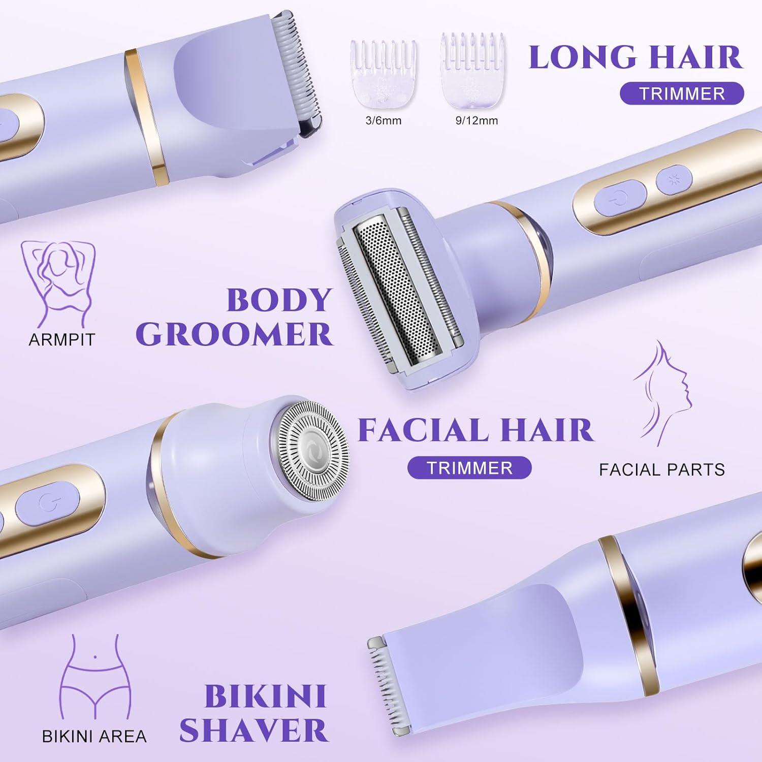 4-in-1 Lady Shaver Women Electric Razor Body Trimmer